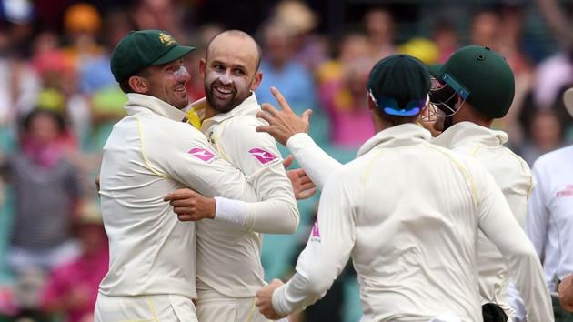 Nathan Lyon sent back Alastair Cook as he went past 20 wickets in the series. (AFP) Nathan Lyon sent back Alastair Cook as he went past 20 wickets in the series. (AFP)