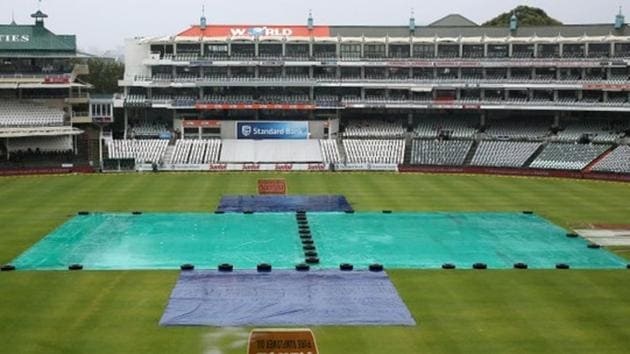 Persistent rain washed out the entire third day of the first Test between South Africa and India in Cape Town. (REUTERS) Persistent rain washed out the entire third day of the first Test between South Africa and India in Cape Town. (REUTERS)