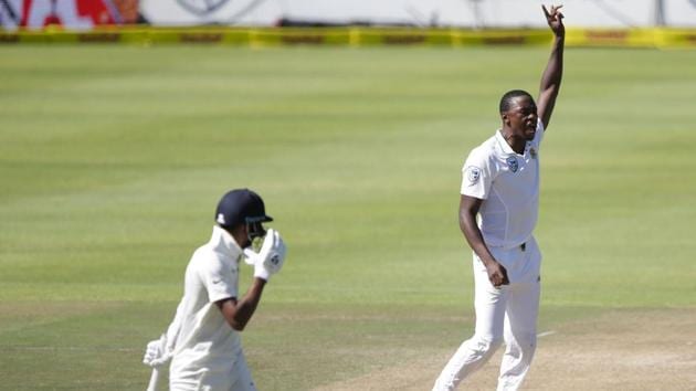 South African bowler Kagiso Rabada (R) celebrates the dismissal of Indian batsman Hardik Pandya during the second day of the first Test between South Africa and India at Newlands cricket ground on January 6, 2018 in Cape Town. (AFP) South African bowler Kagiso Rabada (R) celebrates the dismissal of Indian batsman Hardik Pandya during the second day of the first Test between South Africa and India at Newlands cricket ground on January 6, 2018 in Cape Town. (AFP)