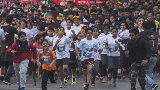Participants of the Hiranandani Powai Run 2018, which was powered by Hindustan Times, on Sunday (Pratik Chorge/HT Photo) Participants of the Hiranandani Powai Run 2018, which was powered by Hindustan Times, on Sunday (Pratik Chorge/HT Photo)