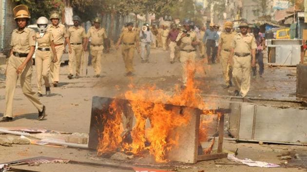 Police personnel arrive to control the situation following RPI activists' violent protest in Aurangabad on Tuesday over the clashes that broke out during 200th anniversary celebrations of the Battle of Bhima in Koregaon, near Pune. (PTI) Police personnel arrive to control the situation following RPI activists' violent protest in Aurangabad on Tuesday over the clashes that broke out during 200th anniversary celebrations of the Battle of Bhima in Koregaon, near Pune. (PTI)