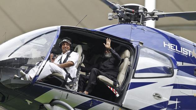Superstars Kamal Haasan and Rajinikanth wave to the fans as they arrive at an event in Kuala Lumpur, Malaysia, on Saturday. (AP Photo) Superstars Kamal Haasan and Rajinikanth wave to the fans as they arrive at an event in Kuala Lumpur, Malaysia, on Saturday. (AP Photo)