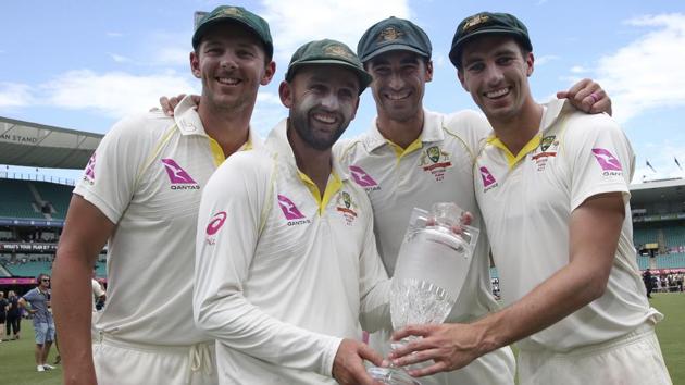 Australia’s bowling quarter of (From L-R) Josh Hazlewood, Nathan Lyon, Mitchell Starc and Pat Cummins ensured England’s batsmen stayed relatively silent throughout the series. (AP) Australia’s bowling quarter of (From L-R) Josh Hazlewood, Nathan Lyon, Mitchell Starc and Pat Cummins ensured England’s batsmen stayed relatively silent throughout the series. (AP)