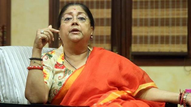 Rajasthan chief minister Vasundhara Raje at the CMO in Jaipur in December 2017. (Himanshu Vyas\ HT File Photo) Rajasthan chief minister Vasundhara Raje at the CMO in Jaipur in December 2017. (Himanshu Vyas\ HT File Photo)