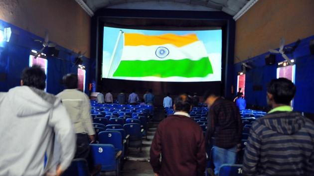 The audience stands for the national anthem at a theatre in Delhi. (HT File Photo) The audience stands for the national anthem at a theatre in Delhi. (HT File Photo)