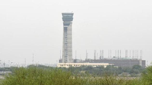 File photo of an ATC tower at IGI Airport in New Delhi .(HT PHOTO)