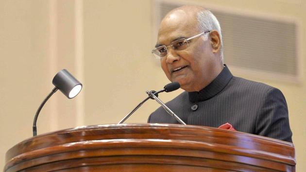 President Ram Nath Kovind speaks at the inauguration of the Constitution Day Celebrations at Vigyan Bhavan in New Delhi. (PTI File Photo) President Ram Nath Kovind speaks at the inauguration of the Constitution Day Celebrations at Vigyan Bhavan in New Delhi. (PTI File Photo)