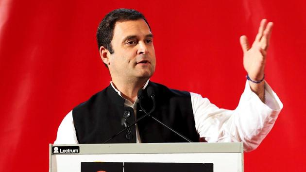 Congress president Rahul Gandhi addresses valedictory function organised by ‘Global Organisation of People of Indian Origin in Bahrain. (PTI Photo) Congress president Rahul Gandhi addresses valedictory function organised by ‘Global Organisation of People of Indian Origin in Bahrain. (PTI Photo)