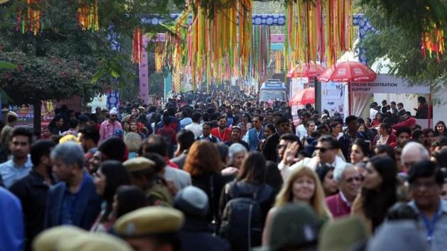 Visitors leave on the concluding day of the Jaipur Literature Festival 2017. (Himanshu Vyas/HT Photo) Visitors leave on the concluding day of the Jaipur Literature Festival 2017. (Himanshu Vyas/HT Photo)
