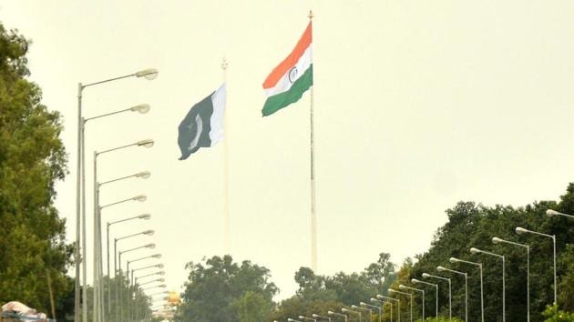 National flags of India and Pakistan on both side of Indo-Pak International Border at Wagha near Amritsar. (HT File Photo) National flags of India and Pakistan on both side of Indo-Pak International Border at Wagha near Amritsar. (HT File Photo)