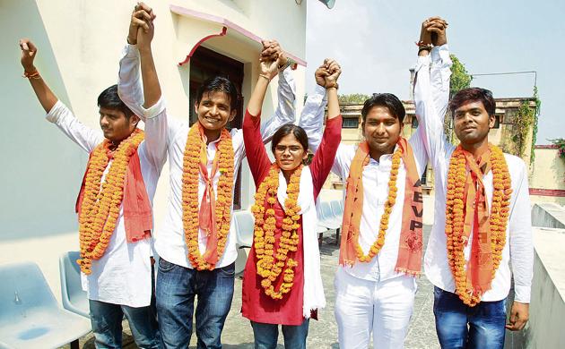 Richa Singh, after being elected president of the students union of Allahabad University in a picture dated 1 October, 2015.(LightRocket via Getty Images) Richa Singh, after being elected president of the students union of Allahabad University in a picture dated 1 October, 2015.(LightRocket via Getty Images)