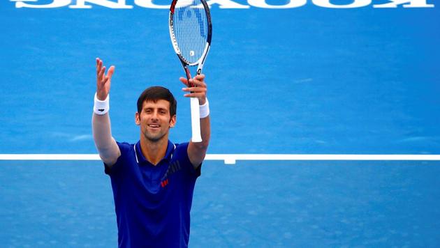 Serbia's Novak Djokovic reacts to the crowd after winning his match against Austria's Dominic Thiem.(Reuters)