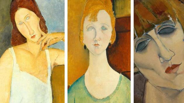 Portraits by Italian artist Amedeo Modigliani: (from left) Jeanne Hebuterne, 1919; Girl in a Green Blouse, 1917; Madame Kisling, 1917.(Shutterstock)