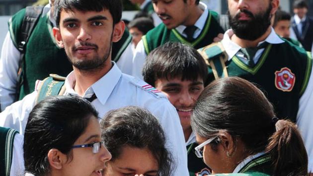 Class 12 students coming out of the Bal Bhawan school in Bhopal after the CBSE board exams in 2017. (Mujeeb Faruqui/ HT file photo) Class 12 students coming out of the Bal Bhawan school in Bhopal after the CBSE board exams in 2017. (Mujeeb Faruqui/ HT file photo)