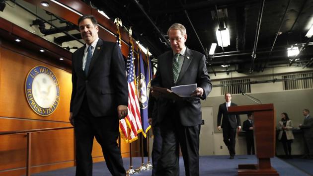 House Judiciary Committee Immigration and Border Security Subcommittee chairman Rep Raul Labrador (L) and House Judiciary Committee Chairman Rep Bob Goodlatte after a news conference on immigration, on Wednesday. (AP) House Judiciary Committee Immigration and Border Security Subcommittee chairman Rep Raul Labrador (L) and House Judiciary Committee Chairman Rep Bob Goodlatte after a news conference on immigration, on Wednesday. (AP)