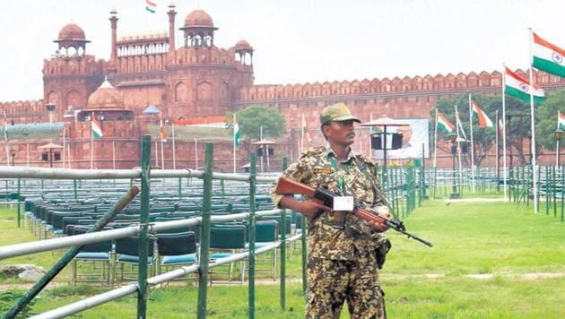 The Red Fort, where the Independence Day function is held every year, was attacked by Lashkar-e-Taiba terrorists on December 22, 2000. Two soldiers and a civilian were killed in the incident. (Ajay Aggarwal/HT Photo)