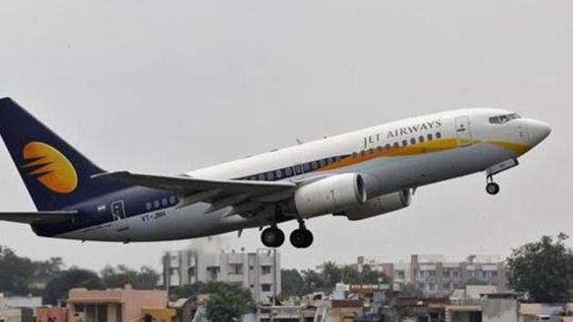 A Jet Airways passenger aircraft takes off from the airport in Ahmedabad.(REUTERS)