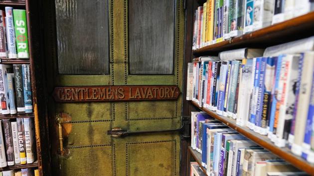 The entrance to the men’s lavatory is tucked away between bookshelves inside the Leeds Library. (Ian Forsyth / Getty Images)