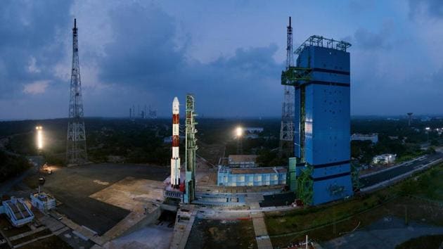 A panaromic view of the fully integrated PSLV-C40 with the Mobile Service Tower withdrawn. India on Friday launched a polar rocket with 31 satellites, including three Indian and 28 of six other nations from its spaceport in Sriharikota, Andhra Pradesh. (ISRO)