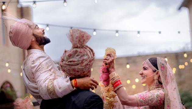 Virat Kohli and Anushka Sharma at their wedding in Italy in 2017.