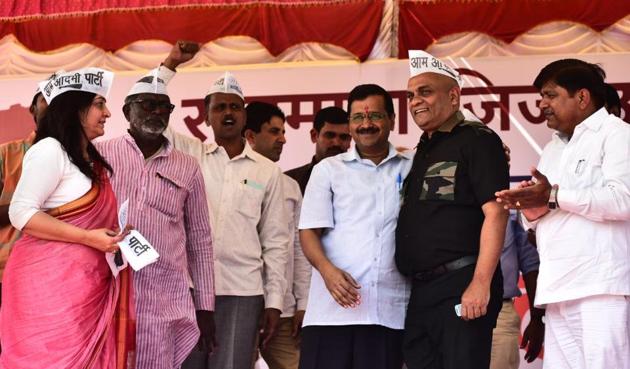 AAP chief and Delhi chief minister Arvind Kejriwal in Buldhana on Friday. (HT Photo) AAP chief and Delhi chief minister Arvind Kejriwal in Buldhana on Friday. (HT Photo)