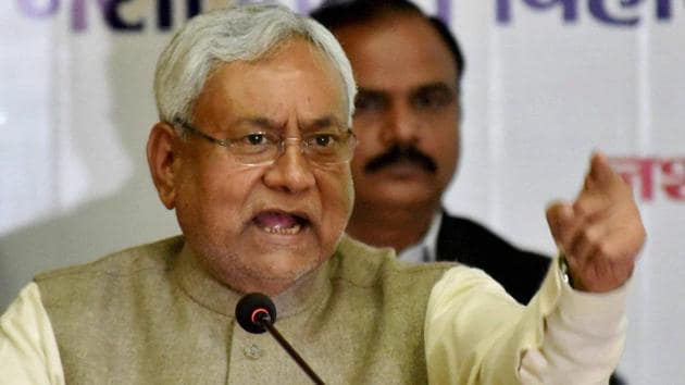 Bihar chief minister Nitish Kumar on Friday escaped unhurt when angry Dalit villagers pelted stone on his convoy in Buxar district(PTI File Photo)
