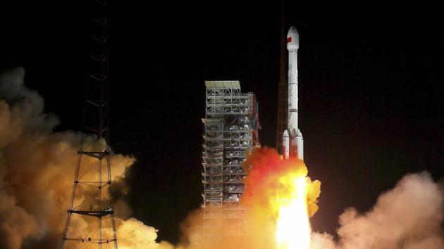 A file photo of Long March-3B rocket carrying two Beidou-3 satellites lifting off from the Xichang launch center in southwestern China's Sichuan province. (AP File Photo) A file photo of Long March-3B rocket carrying two Beidou-3 satellites lifting off from the Xichang launch center in southwestern China's Sichuan province. (AP File Photo)