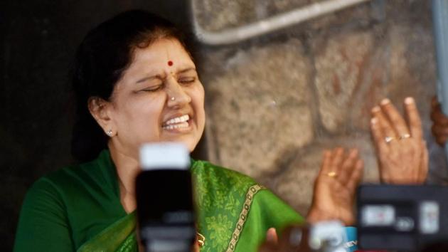 V K Sasikala speaks to media at Poes garden in Chennai. (PTI File Photo) V K Sasikala speaks to media at Poes garden in Chennai. (PTI File Photo)