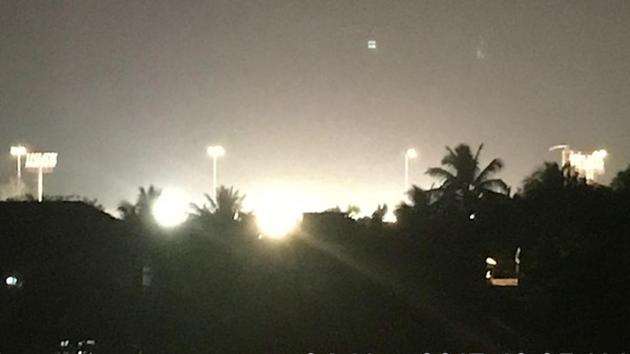 A photo taken by a resident in November 2017 shows floodlights at Wilson Gymkhana at 12.05am.(HT FILE)