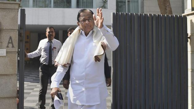 P Chidambaram arrives to address the media at his residence after the Enforcement Directorate (ED) conducted raids at his son Karti Chidamabaram's properties, at Jor Bagh in New Delhi. (PTI Photo) P Chidambaram arrives to address the media at his residence after the Enforcement Directorate (ED) conducted raids at his son Karti Chidamabaram's properties, at Jor Bagh in New Delhi. (PTI Photo)