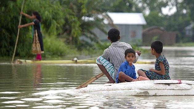 File photo of floods in Assam. A new study on flood risk paints an alarming picture for India.(AP)