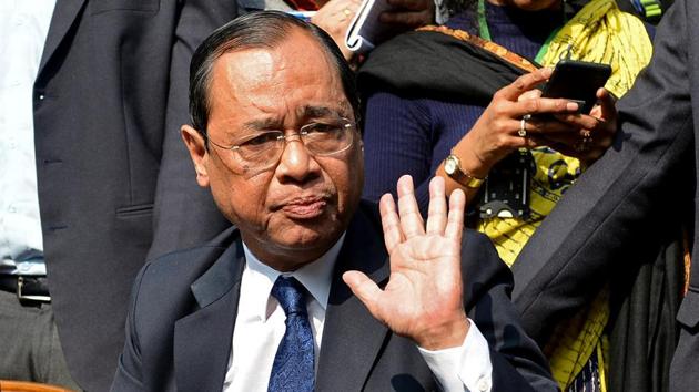 Justice Ranjan Gogoi and three judges address the media at a news conference in New Delhi.(Reuters Photo) Justice Ranjan Gogoi and three judges address the media at a news conference in New Delhi.(Reuters Photo)