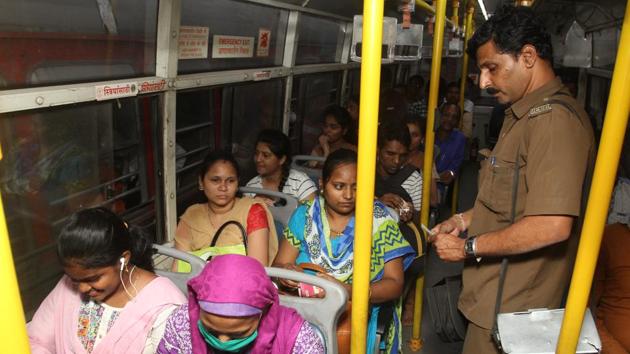 TMT has been asked to start operating all-women buses by March, or else the funds provided will lapse. (Praful Gangurde/HT) TMT has been asked to start operating all-women buses by March, or else the funds provided will lapse. (Praful Gangurde/HT)
