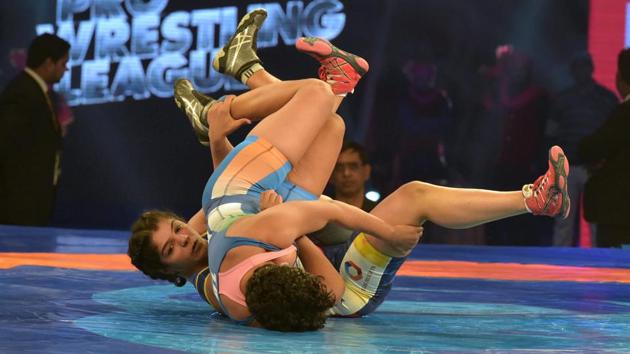 UP Dangal notched their second win of the Pro Wrestling League season on Saturday. (PTI) UP Dangal notched their second win of the Pro Wrestling League season on Saturday. (PTI)