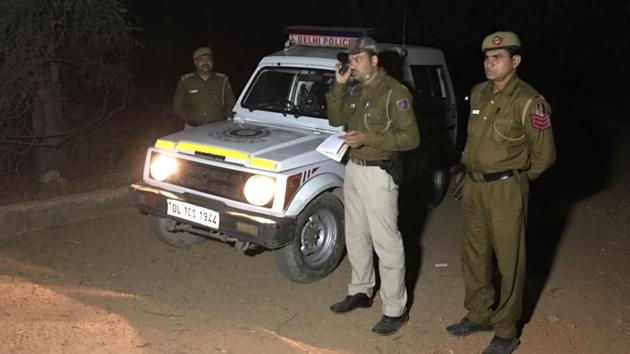 Police officials at the spot were Naresh Dader was killed inside a park in Delhi’s Govindpuri area. (Sourced) Police officials at the spot were Naresh Dader was killed inside a park in Delhi’s Govindpuri area. (Sourced)