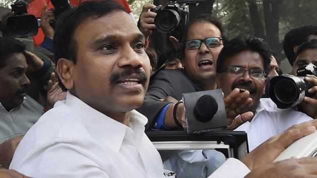 Former telecom minister A Raja reacts after he was acquitted by a special court in the 2G scam case. (PTI Photo) Former telecom minister A Raja reacts after he was acquitted by a special court in the 2G scam case. (PTI Photo)