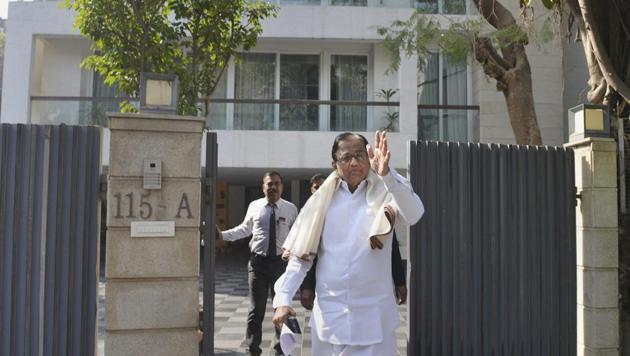 Former finance minister P Chidambaram arrives to address the media at his residence after the Enforcement Directorate (ED) conducted raids at his son Karti Chidamabaram's Delhi and Chennai premises in connection with the probe in the Aircel Maxis money laundering case, at Jor Bagh in New Delhi Saturday. (PTI Photo) Former finance minister P Chidambaram arrives to address the media at his residence after the Enforcement Directorate (ED) conducted raids at his son Karti Chidamabaram's Delhi and Chennai premises in connection with the probe in the Aircel Maxis money laundering case, at Jor Bagh in New Delhi Saturday. (PTI Photo)