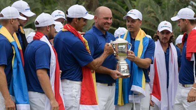 Team Europe successfully defended their EurAsia Cup gold title with a wonderful display in the singles matches.(AFP)