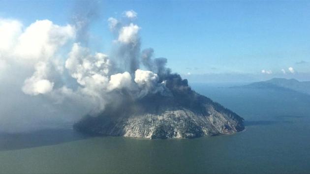 The remote island volcano of Kadovar spews ash into the sky in Papua New Guinea. (Reuters Photo) The remote island volcano of Kadovar spews ash into the sky in Papua New Guinea. (Reuters Photo)