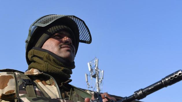 A paramilitary trooper stands guard in Srinagar on January 15. The Indian Army said it had killed Pakistani soldiers in fighting in along the Line of Control in Jammu and Kashmir . (AFP Photo) A paramilitary trooper stands guard in Srinagar on January 15. The Indian Army said it had killed Pakistani soldiers in fighting in along the Line of Control in Jammu and Kashmir . (AFP Photo)