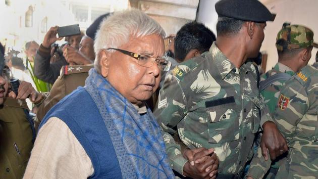 Former Bihar chief minister Lalu Prasad Yadav arrives at the special CBI court in Ranchi from Birsa Munda Jail, in Ranchi on Wednesday. (PTI File Photo) Former Bihar chief minister Lalu Prasad Yadav arrives at the special CBI court in Ranchi from Birsa Munda Jail, in Ranchi on Wednesday. (PTI File Photo)