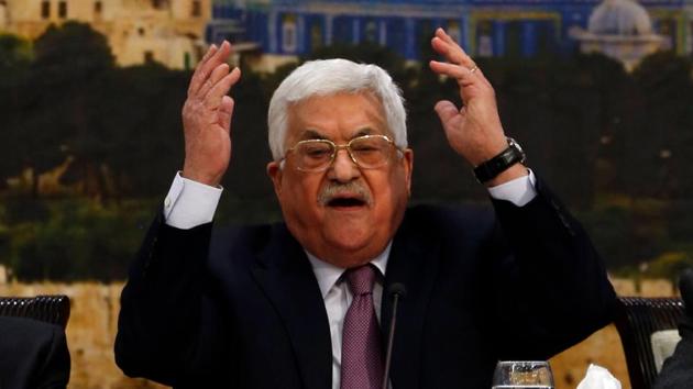 Palestinian president Mahmoud Abbas (centre) speaks during a meeting in the West Bank city of Ramallah. (AFP Photo) Palestinian president Mahmoud Abbas (centre) speaks during a meeting in the West Bank city of Ramallah. (AFP Photo)