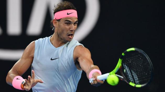 Men’s top seed Rafael Nadal defeated Dominican Republic's Victor Estrella Burgos 6-1, 6-1, 6-1 to reach the second round of the Australian Open on Monday. (AFP)