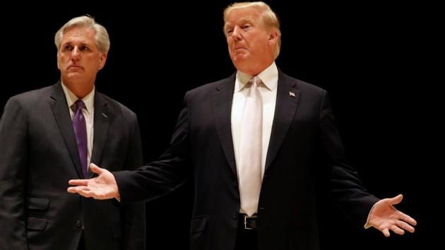 US President Donald Trump speaks as he and House Majority Leader Kevin McCarthy arrive for dinner at Trump's golf club in West Palm Beach, Florida. (Reuters Photo) US President Donald Trump speaks as he and House Majority Leader Kevin McCarthy arrive for dinner at Trump's golf club in West Palm Beach, Florida. (Reuters Photo)