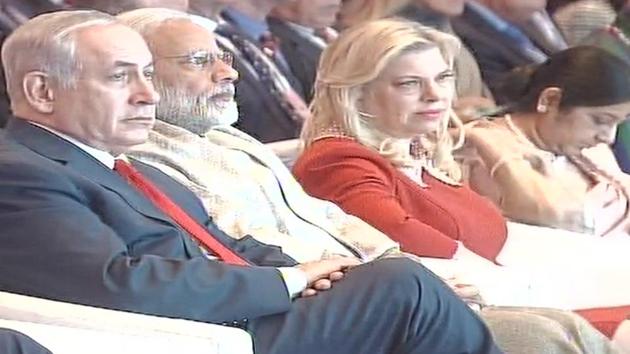 Israeli PM Benjamin Netanyahu and PM Narendra Modi attend Raisina Dialogue in Delhi. (ANI Photo) Israeli PM Benjamin Netanyahu and PM Narendra Modi attend Raisina Dialogue in Delhi. (ANI Photo)