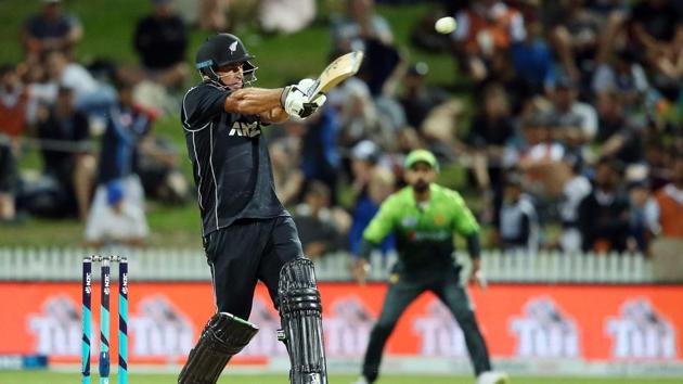 Colin de Grandhomme’s 74 off 40 balls put New Zealand on course to whitewash Pakistan 5-0 for the first time in ODIs. (AFP) Colin de Grandhomme’s 74 off 40 balls put New Zealand on course to whitewash Pakistan 5-0 for the first time in ODIs. (AFP)