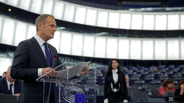 European Council President Donald Tusk delivers a speech during a debate on the last December European summit and Brexit at the European Parliament in Strasbourg, France, January 16, 2018. (REUTERS Photo) European Council President Donald Tusk delivers a speech during a debate on the last December European summit and Brexit at the European Parliament in Strasbourg, France, January 16, 2018. (REUTERS Photo)