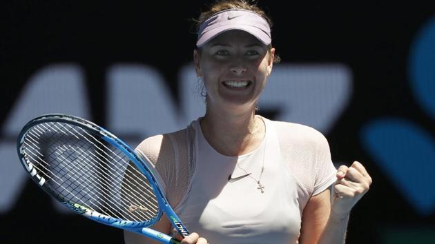 Maria Sharapova celebrates after winning her Australian Open first round match against Tatjana Maria. (REUTERS) Maria Sharapova celebrates after winning her Australian Open first round match against Tatjana Maria. (REUTERS)