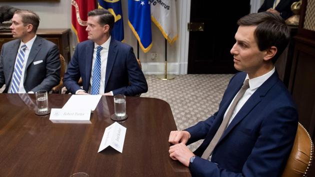 Senior White House Adviser Jared Kushner attends a meeting with US President Donald Trump on prison reform in the Roosevelt Room of the White House in Washington, DC, January 11, 2018. (AFP)
