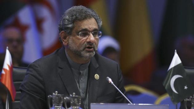 File photo of Pakistan Prime Minister Shahid Khaqan Abbasi addressing the Organisation of Islamic Cooperation's extraordinary summit in Istanbul on December 13, 2017. (AP) File photo of Pakistan Prime Minister Shahid Khaqan Abbasi addressing the Organisation of Islamic Cooperation's extraordinary summit in Istanbul on December 13, 2017. (AP)